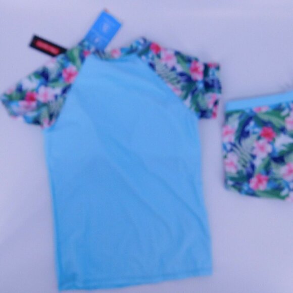 Phibee Swimsuit Girls Size 8 & 12 Blue Beachwear Drawstring 2 Piece Boy Shorts - Picture 5 of 7